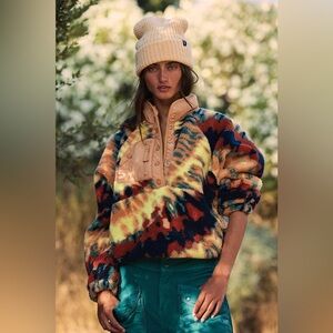 FP Movement by Free People Multicolor Tie-Dye Sherpa Pullover with Tan Chest